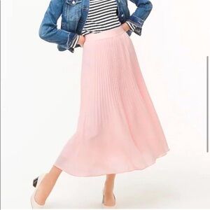 J. Crew Pleated Pink Midi Skirt
